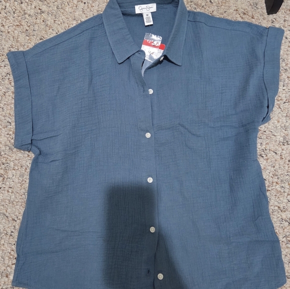 Blue Button-Up Women's Top NWT. Size M - Picture 4 of 7